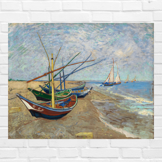 Fishing Boats on the Beach at Saintes-Maries (1888) by Vincent Van Gogh - Think Big Dream Big Publishing