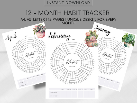 Circle Habit Tracker, Habit tracker, habit tracker template, habit tracker pdf, habit tracker printable, etsy, etsy download, habit tracker app, circle habit tracker, digital download