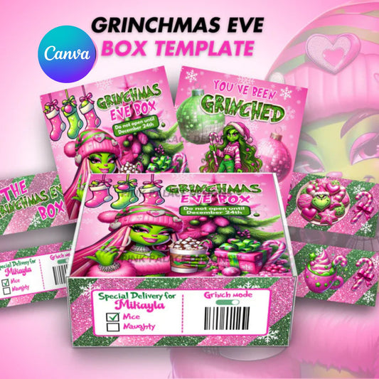 Grinchmas, grinchmas box, grinchmas eve box, Grinchmas party box, Grinchmas eve box template, grinch svg, the grinch 2, etsy, etsy download, grinch box, how the grinch stole Christmas,  Christmas templates