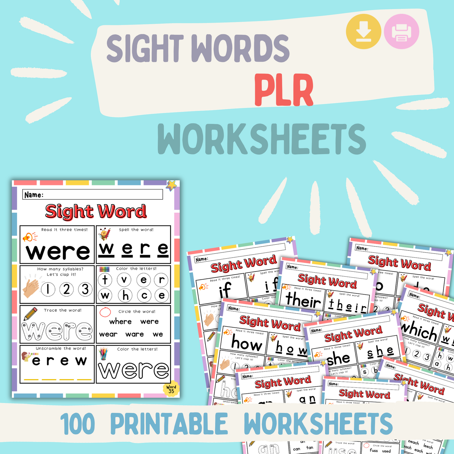 sight words, etsy, etsy downloads, sight words games, sight words list, sight words worksheets, sight words for first grade, sight words for kindergarten, sight words plr, plr content, plr bundle, plr templates, sight words bundle, plr canva templates, canva templates