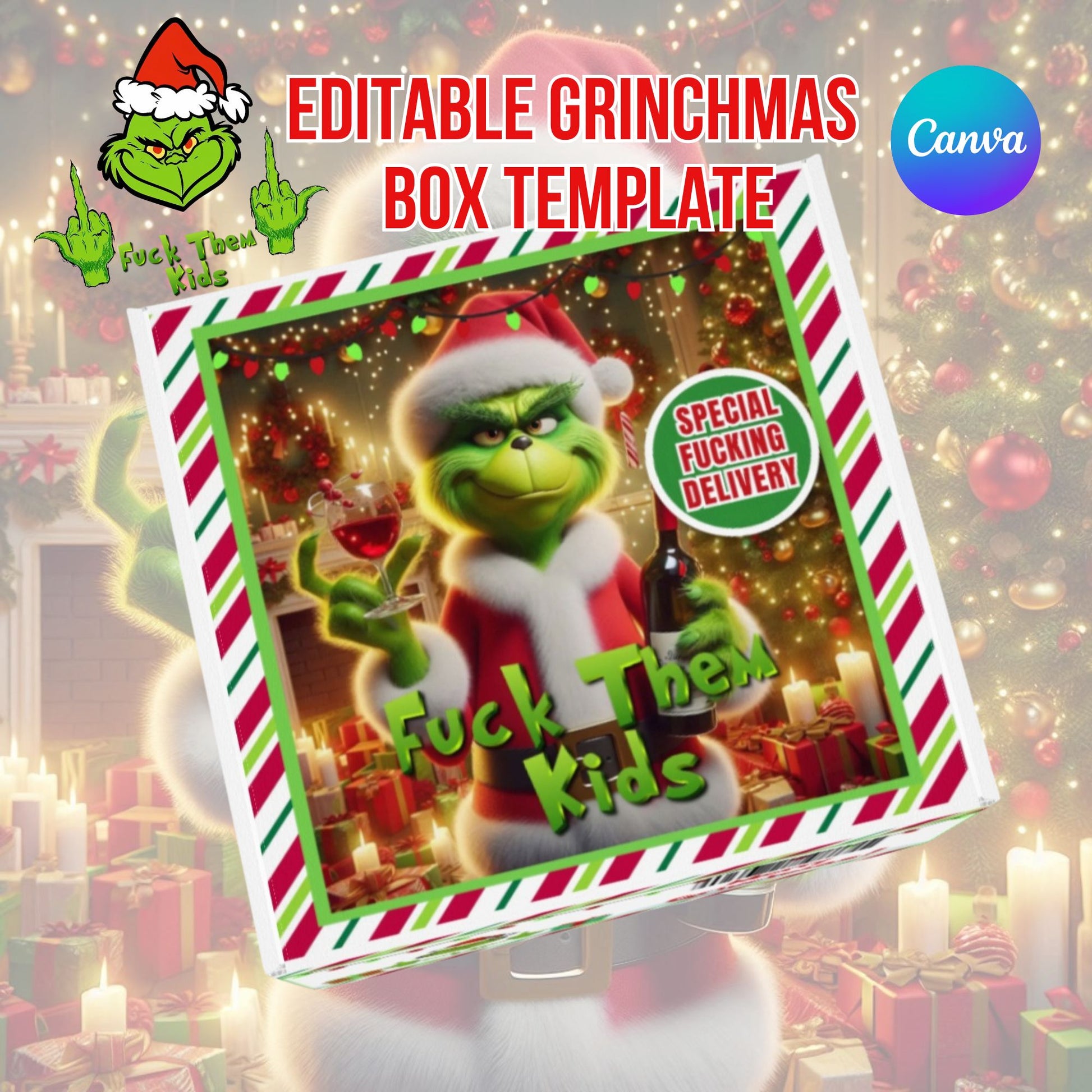 grinch, the grinch, grinchmas box, fuck them kids, funny gift box, christmas ideas, etsy, etsy download, merry grinchmas, grinch box, grinchmas eve, grinchmas eve box