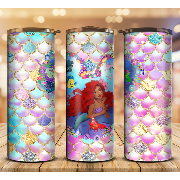 Little Mermaid Tumbler Design Black Ariel Tumbler Mermaid Tumbler