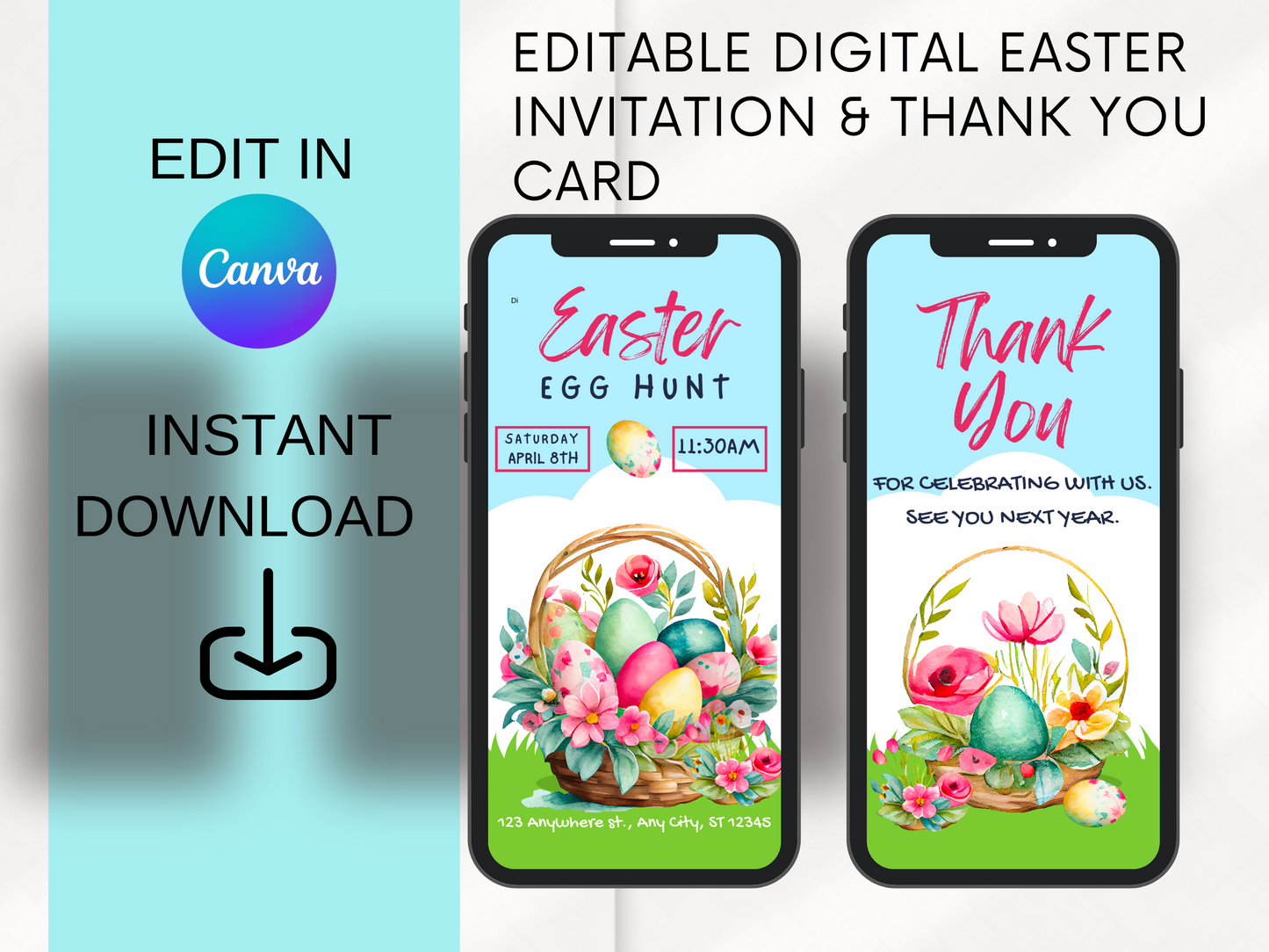 Editable Easter Invitation – Easter Invite – Virtual Invitation – Electronic Invite – Digital Invitation – Invitation for Phone – Text Evite - Think Big Dream Big Publishing